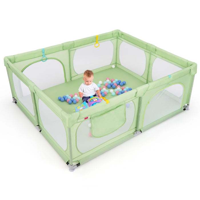 Recinto per bambini con cerniera e rete traspirante tasca portaoggetti, Centro attivit¨¤ per bambini da 0 a 3 anni Verde-Cancelletti di sicurezza