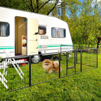 Recinto per cani interno o esterno con 8 pannelli altezza 60cm, Recinzione portatile pieghevole in metallo Nero-Cancelli