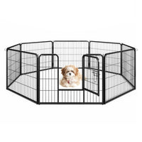 Recinto per cani interno o esterno con 8 pannelli altezza 60cm, Recinzione portatile pieghevole in metallo Nero-Cancelli