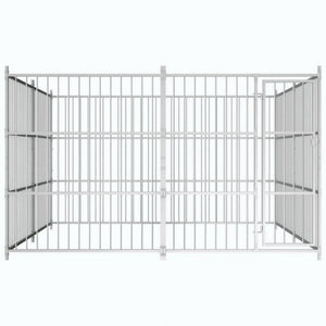 Recinzione da esterno per cani Ezooza Boston in acciaio zincato di qualità 300 x 300 x 185 cm di colore metallo