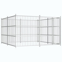Recinzione da esterno per cani Ezooza Boston in acciaio zincato di qualità 300 x 300 x 185 cm di colore metallo