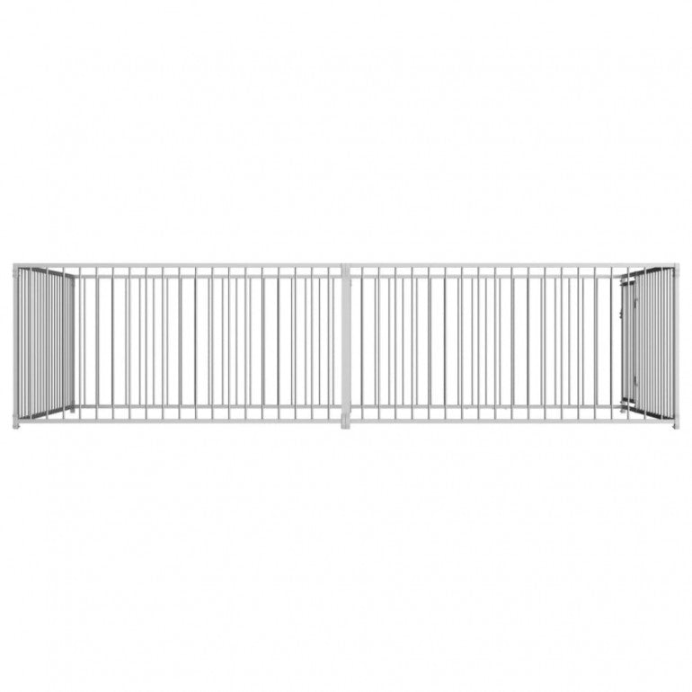 Recinzione da esterno per cani Ezooza Danzica in acciaio zincato di qualità 200 x 400 x 100 cm di colore metallo