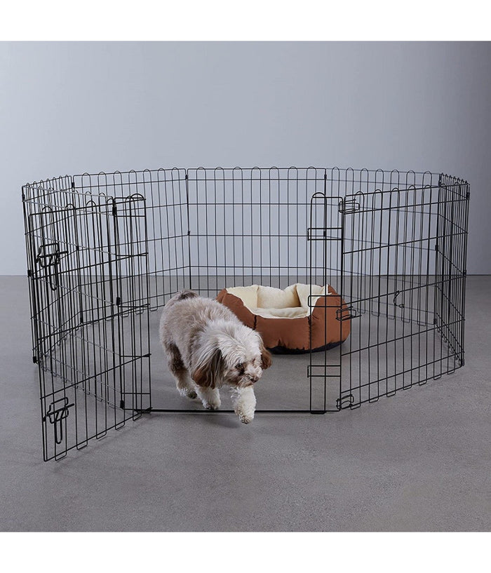 Recinzione In Metallo Per Cani Pieghevole Per Esercizio 152,4 X 152,4 X 60,9 Cm         