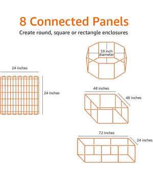 Recinzione In Metallo Per Cani Pieghevole Per Esercizio 152,4 X 152,4 X 60,9 Cm         