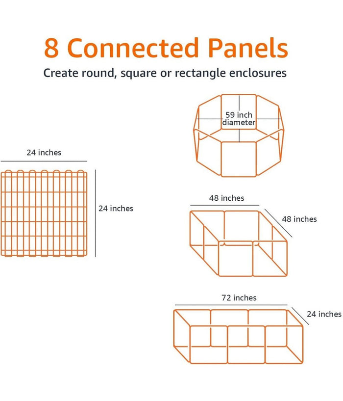 Recinzione In Metallo Per Cani Pieghevole Per Esercizio 152,4 X 152,4 X 60,9 Cm         