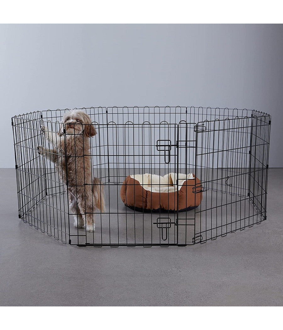 Recinzione In Metallo Per Cani Pieghevole Per Esercizio 152,4 X 152,4 X 60,9 Cm         