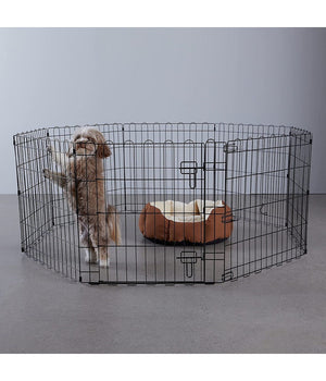 Recinzione In Metallo Per Cani Pieghevole Per Esercizio 152,4 X 152,4 X 60,9 Cm         