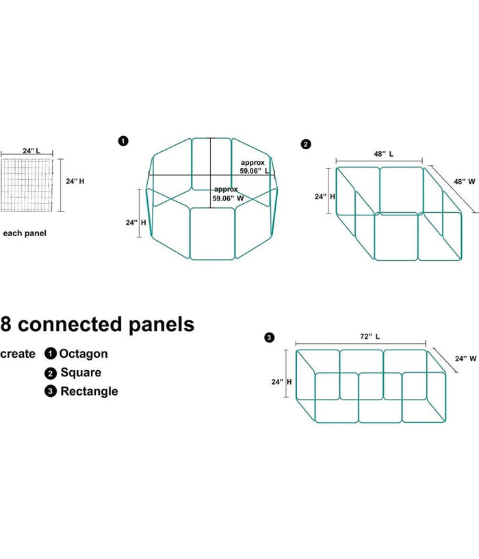 Recinzione In Metallo Per Cani Pieghevole Per Esercizio 152,4 X 152,4 X 60,9 Cm         