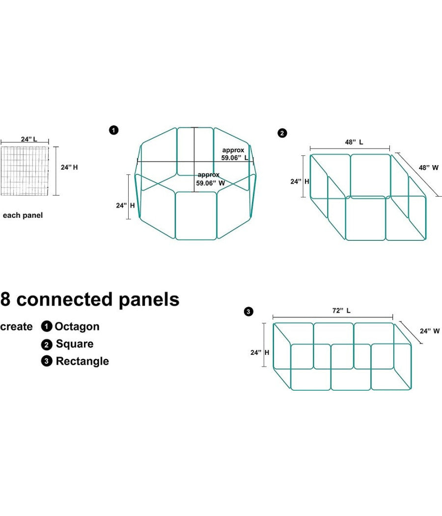 Recinzione In Metallo Per Cani Pieghevole Per Esercizio 152,4 X 152,4 X 60,9 Cm         