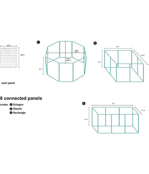 Recinzione In Metallo Per Cani Pieghevole Per Esercizio 152,4 X 152,4 X 76,2 Cm         
