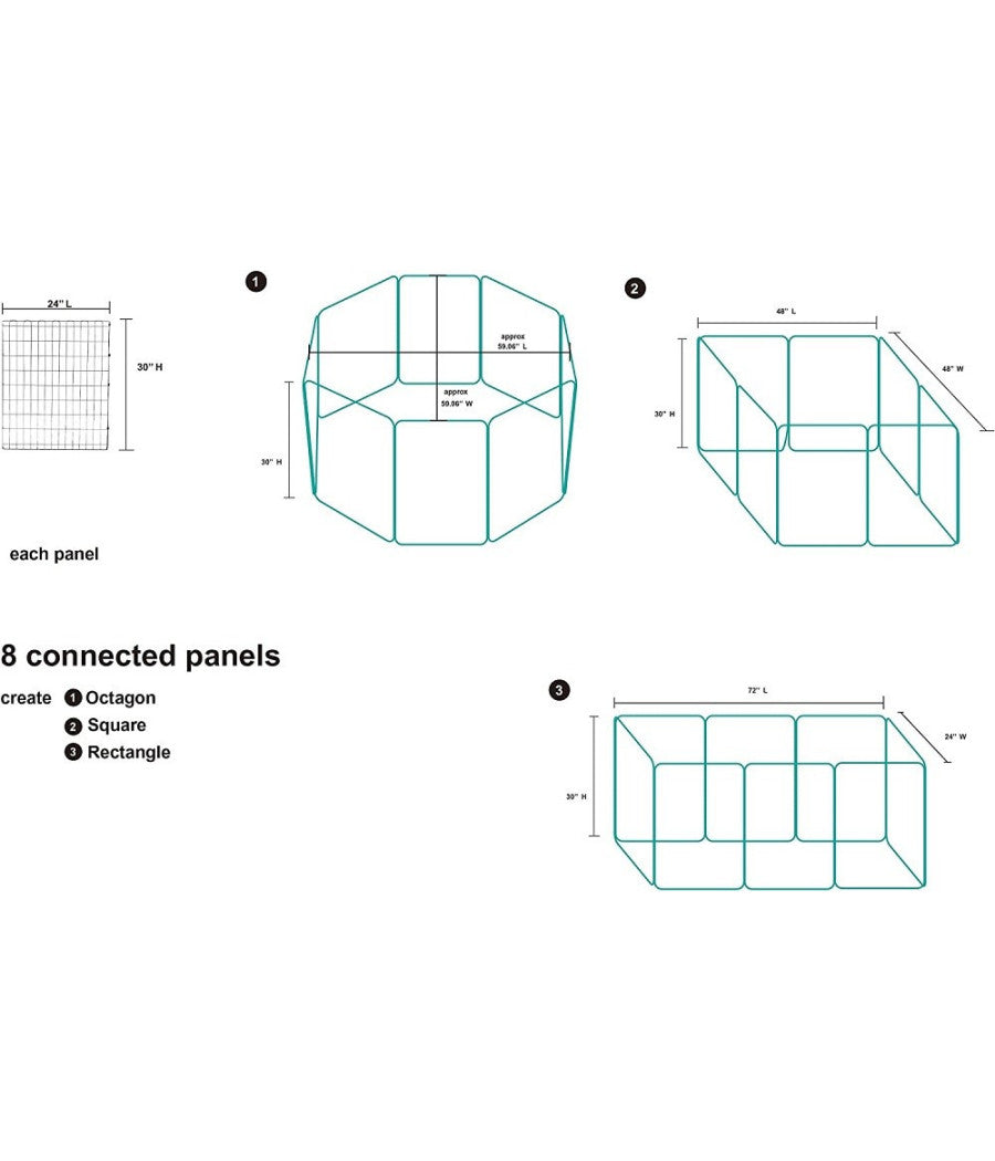 Recinzione In Metallo Per Cani Pieghevole Per Esercizio 152,4 X 152,4 X 76,2 Cm         