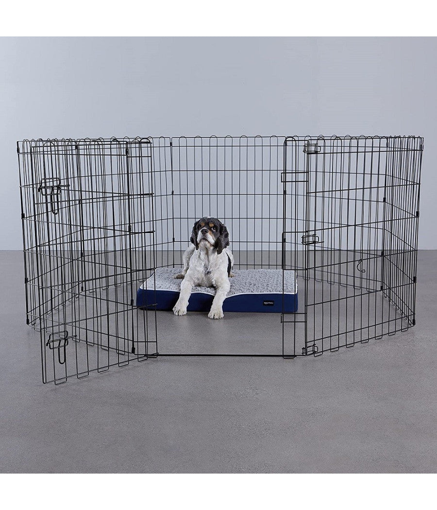 Recinzione In Metallo Per Cani Pieghevole Per Esercizio 152,4 X 152,4 X 76,2 Cm         