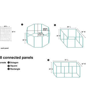 Recinzione In Metallo Per Cani Pieghevole Per Esercizio 152,4 X 152,4 X 91,4 Cm         