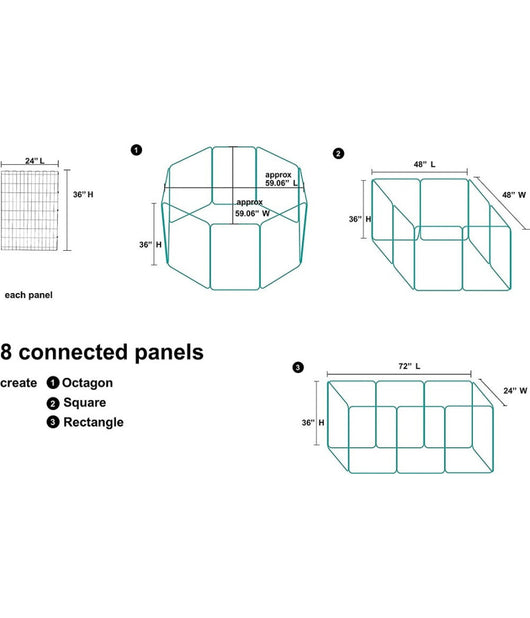 Recinzione In Metallo Per Cani Pieghevole Per Esercizio 152,4 X 152,4 X 91,4 Cm         