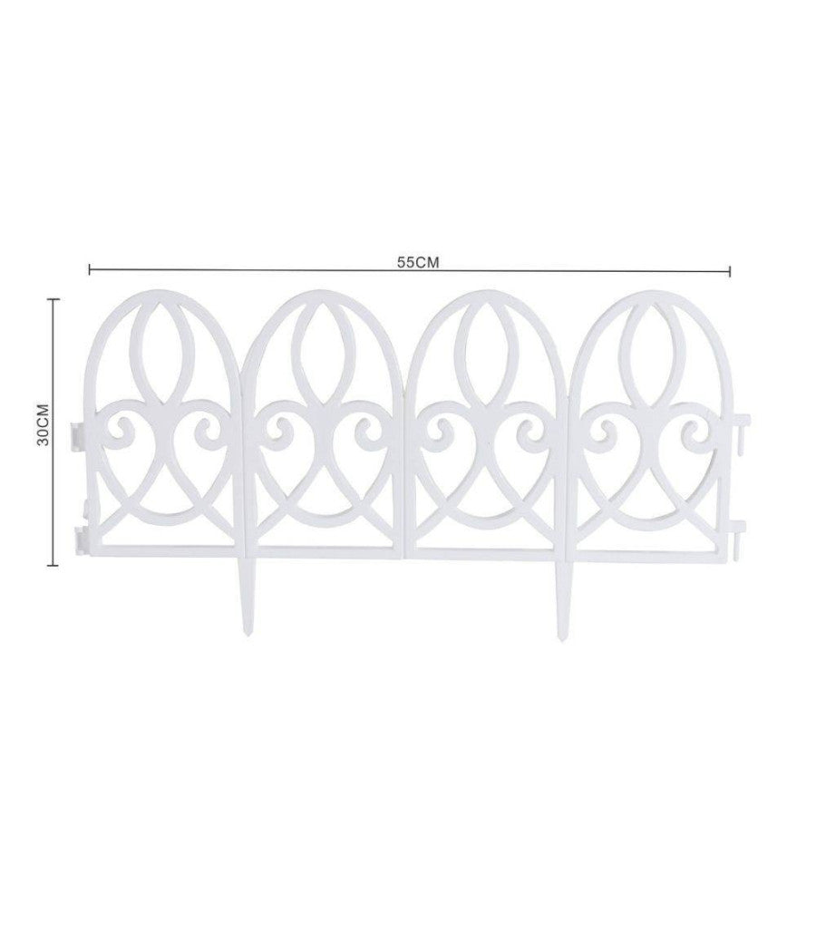 Recinzione Per Giardino Steccato Bordo Bianco Prato In Polipropilene Dim 32x30cm         