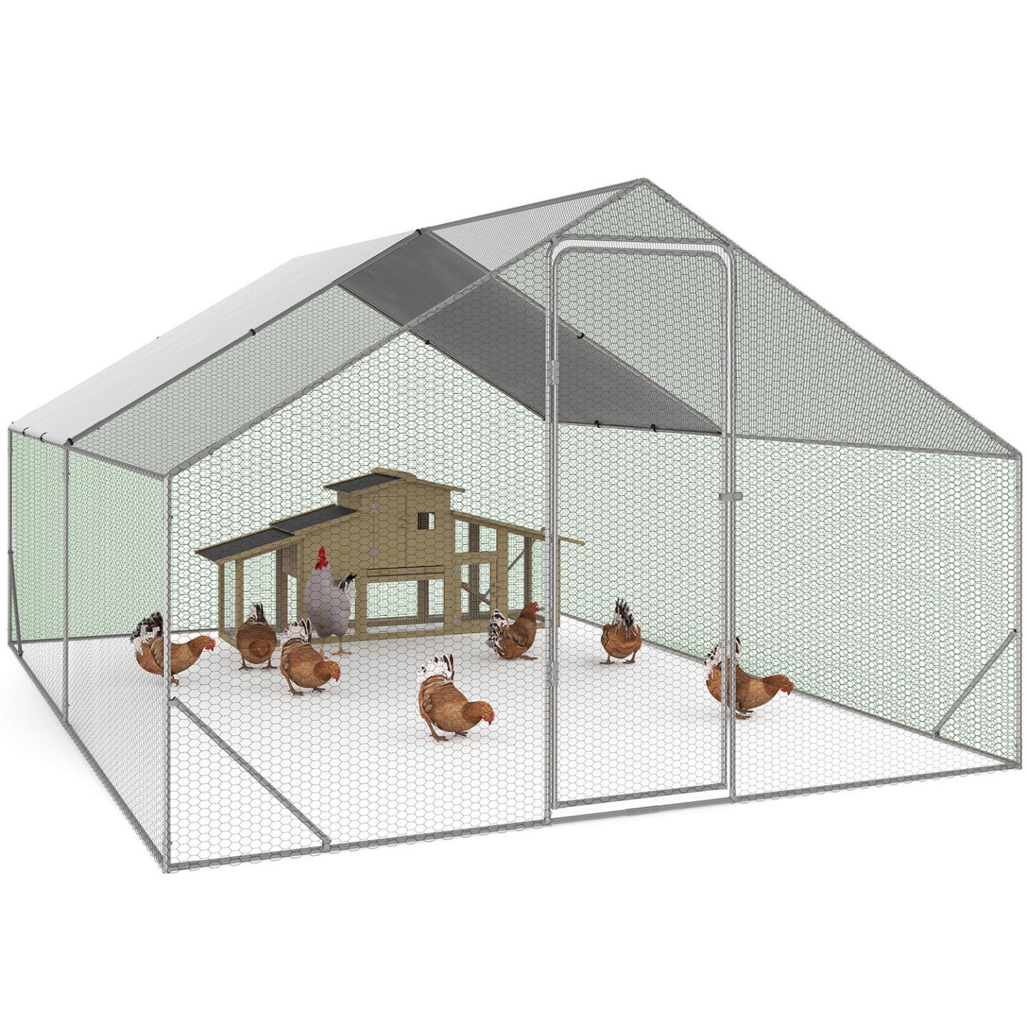 IDMarket - Recinzione per pollaio 12 m² rete metallica 4x3 M in acciaio zincato