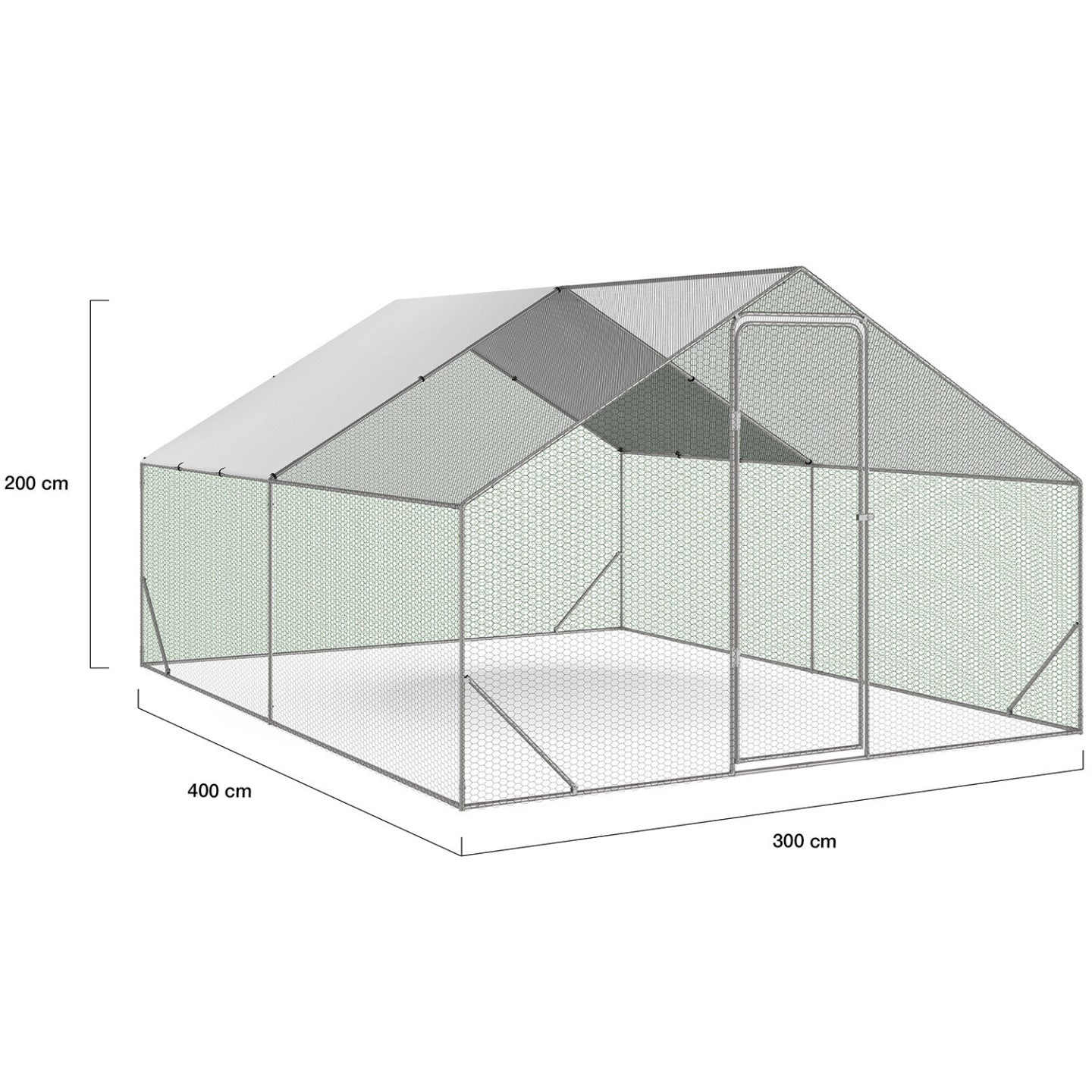 IDMarket - Recinzione per pollaio 12 m² rete metallica 4x3 M in acciaio zincato