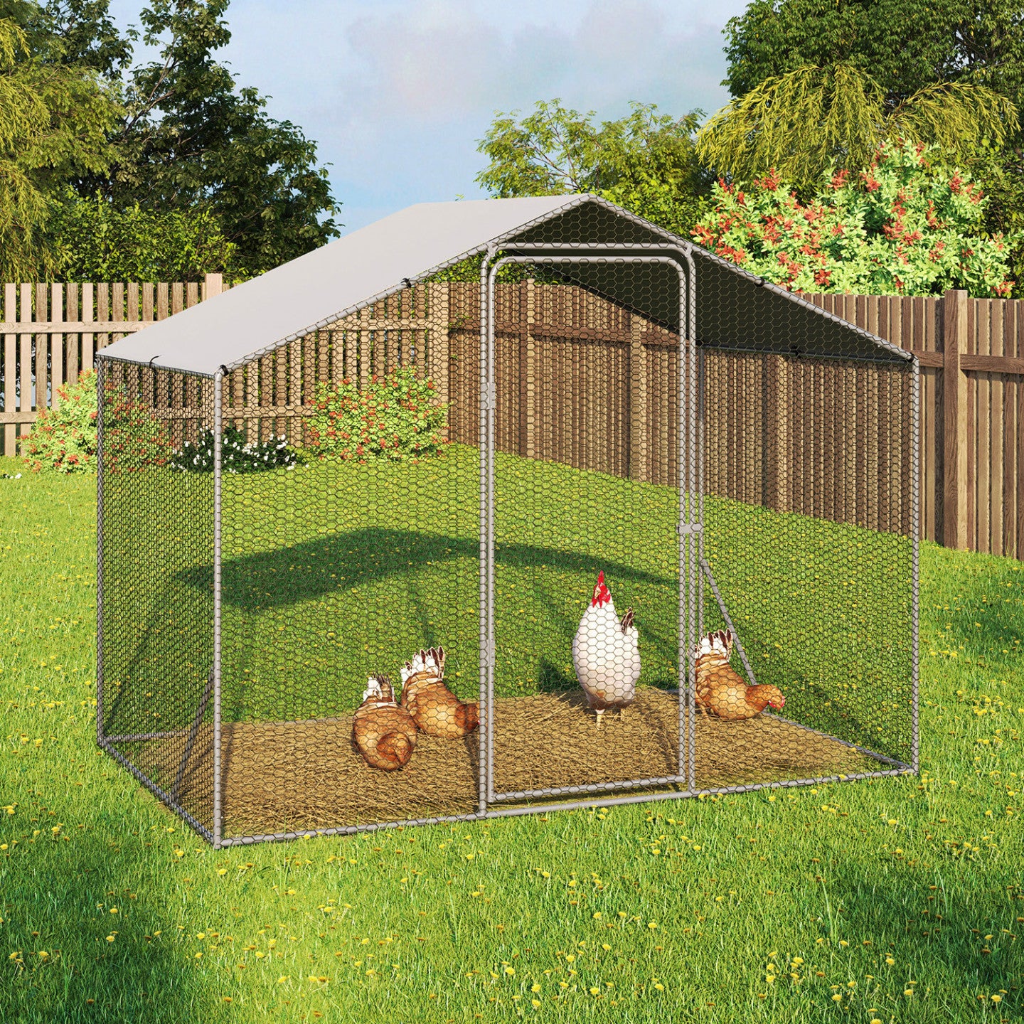 IDMarket - Recinzione per pollaio 3 m² rete metallica 2,20x1,4 M acciaio zincato