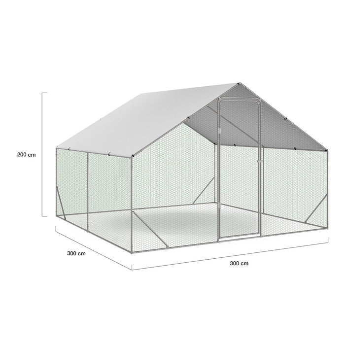 IDMarket - Recinzione per pollaio 9 m² rete metallica 3x3 M in acciaio zincato