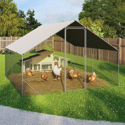 IDMarket - Recinzione per pollaio 9 m² rete metallica 3x3 M in acciaio zincato