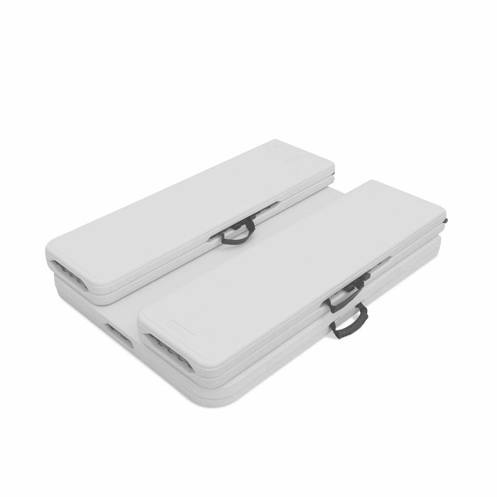 Tavolo da ricevimento pieghevole in plastica + 2 panche, bianco