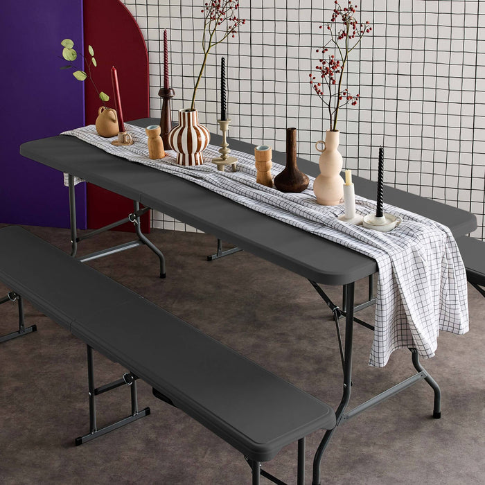 Tovaglietta e panche per ricevimenti, grigio scuro | sweeek