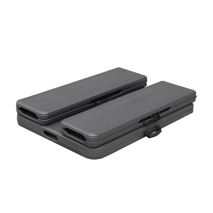 Set di 2 tavoli da ricevimento pieghevoli in acciaio, 2 panche, grigio