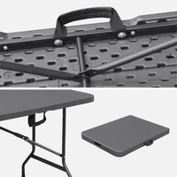 Set di 2 tavoli da ricevimento pieghevoli in acciaio, 2 panche, grigio