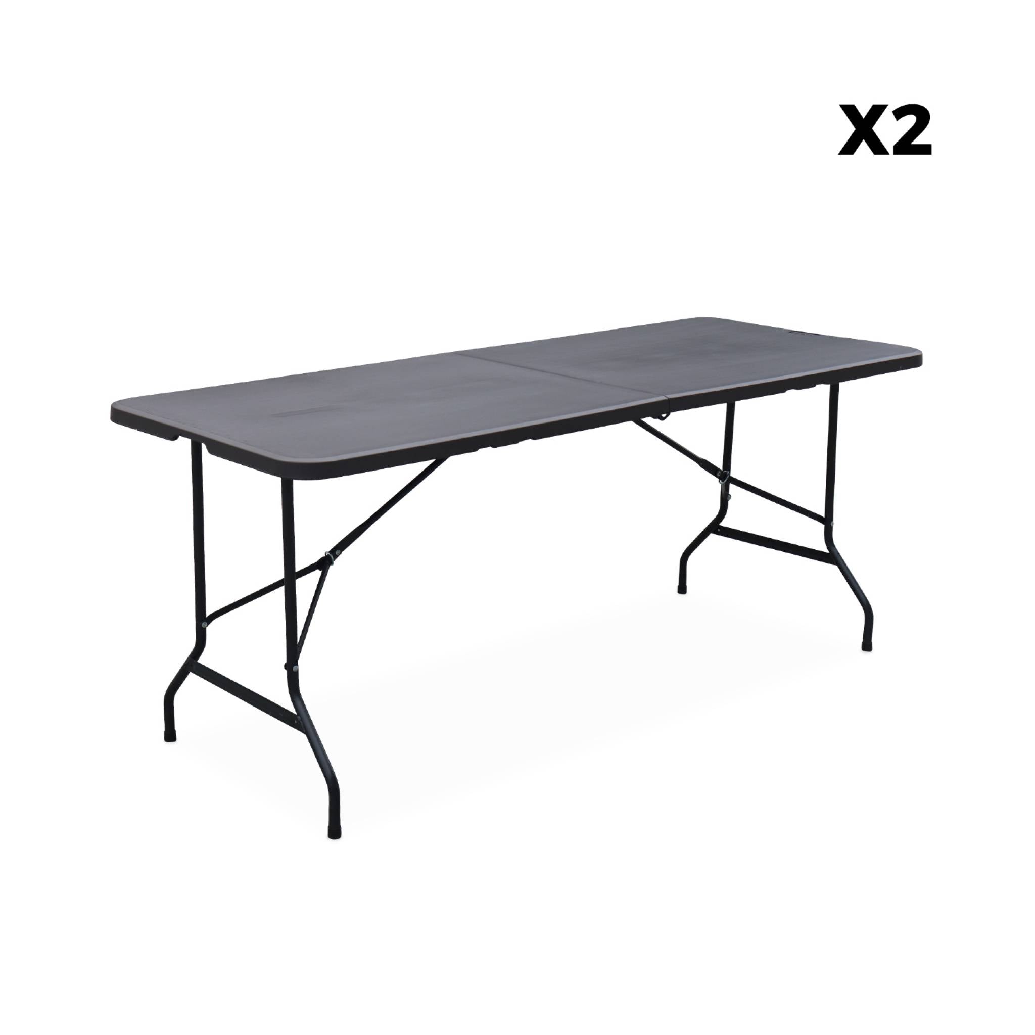 Set di 2 tavoli da ricevimento pieghevoli in plastica, 12 sedie,