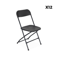 Set di 2 tavoli da ricevimento pieghevoli in plastica, 12 sedie,