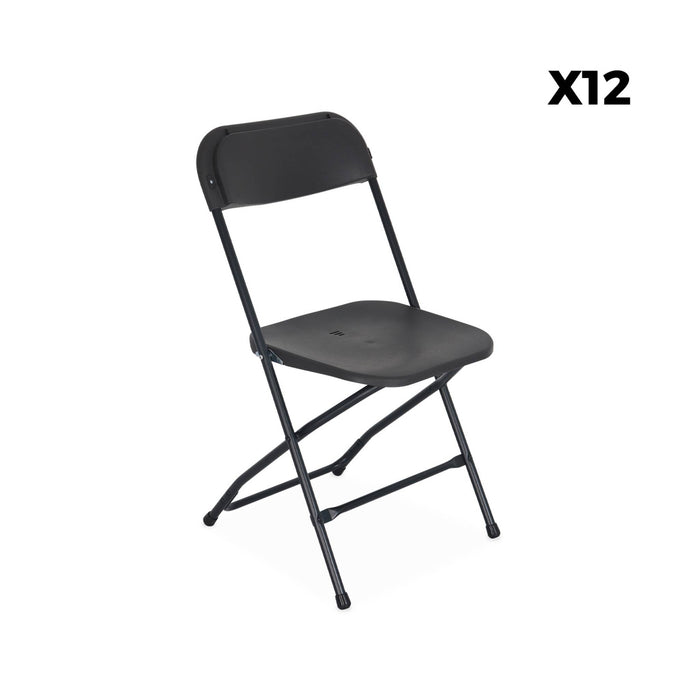 Set di 2 tavoli da ricevimento pieghevoli in plastica, 12 sedie,