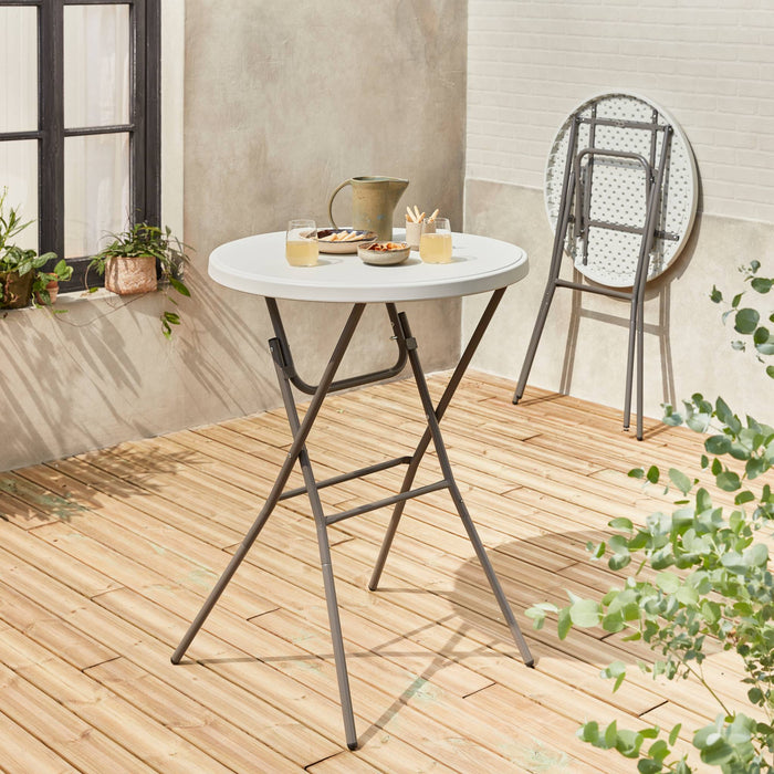 Set di 2 tavoli pieghevole in piedi, bianco