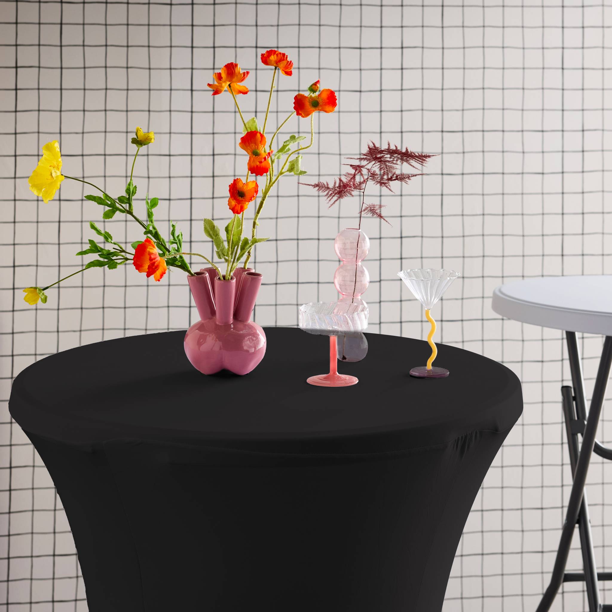 Set di 2 tavoli pieghevole con copertura protettiva, nero