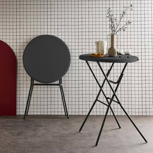 Set di 2 tavoli pieghevoli alti, grigio scuro