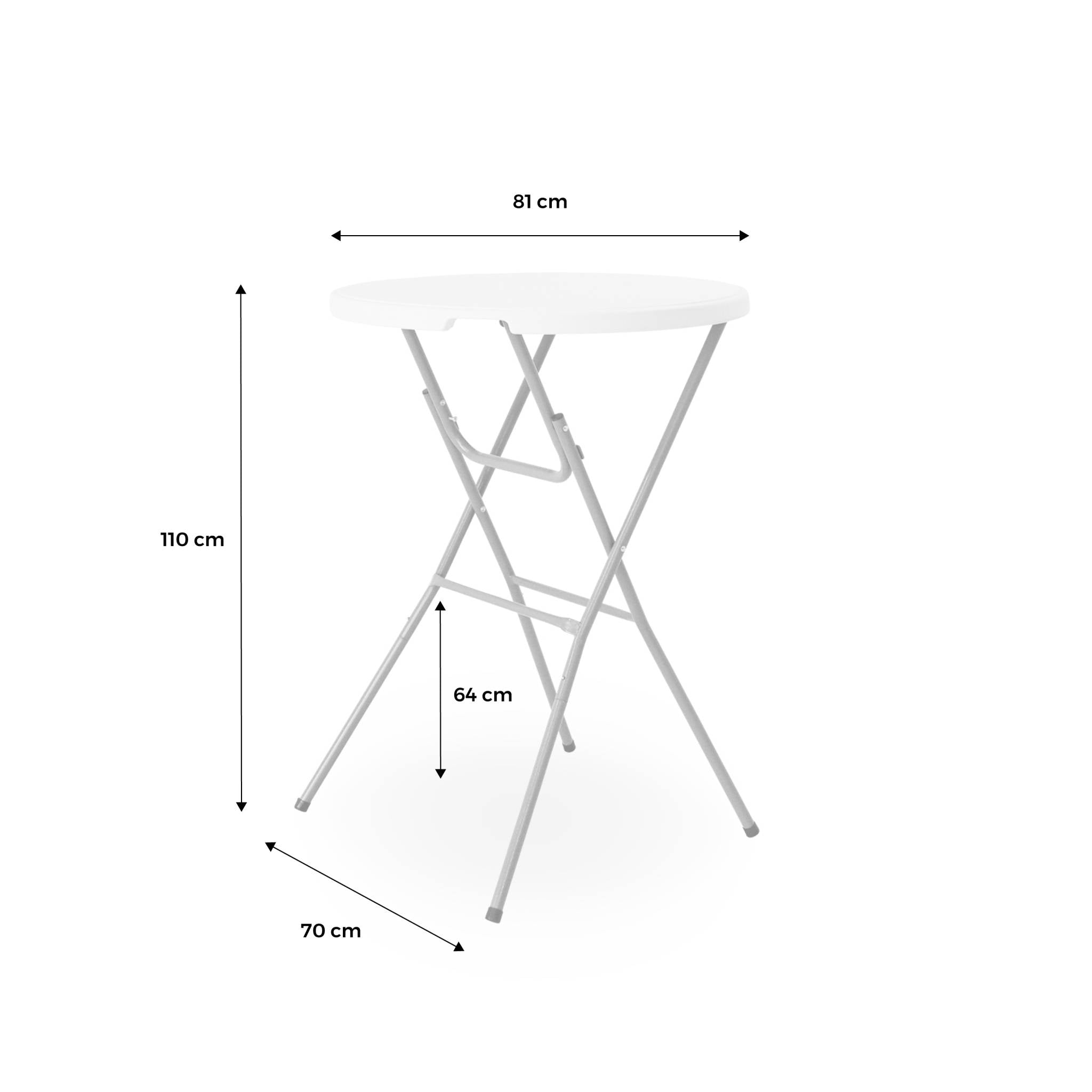 Tavolo alto pieghevole in acciaio per eventi, set di 4, bianco