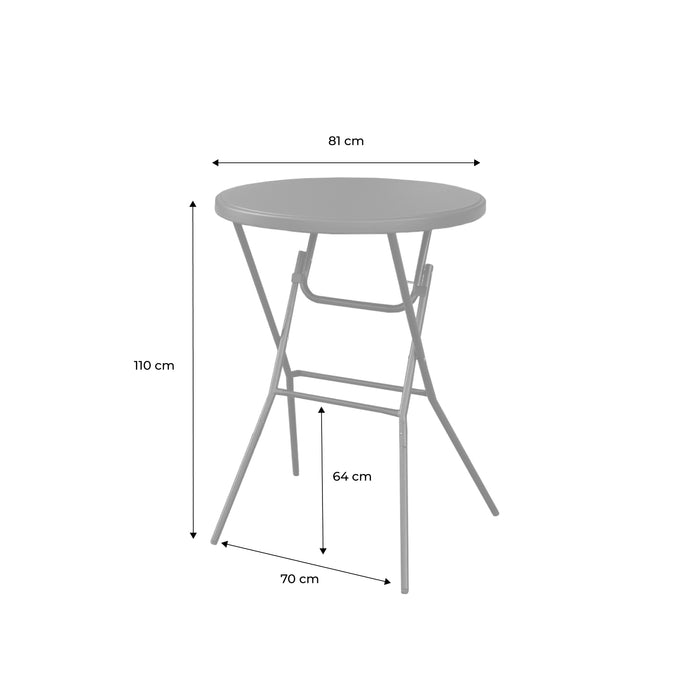 Tavolo alto pieghevole in acciaio per eventi, set di 4, grigio scuro