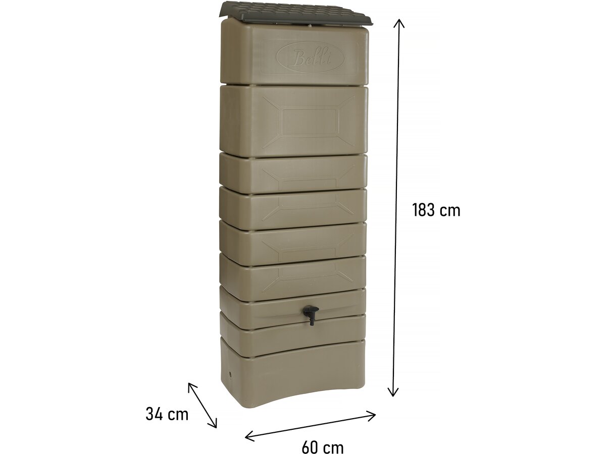 Serbatoio per il recupero dell'acqua a parete "Bekasi" - 300 L - Grigio talpa