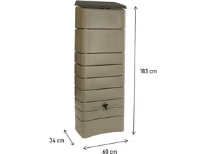 Serbatoio per il recupero dell'acqua a parete "Bekasi" - 300 L - Grigio talpa