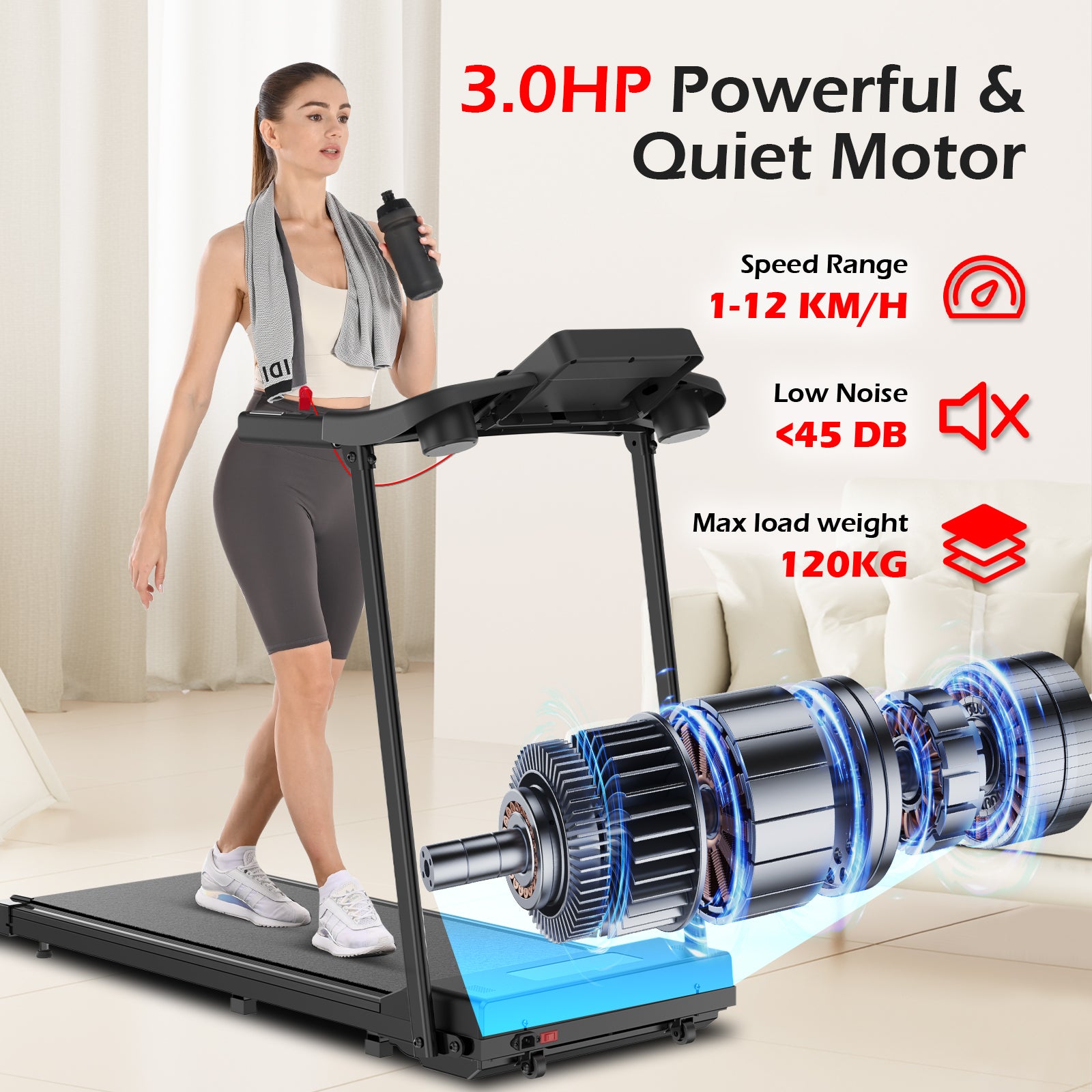 Tapis roulant pieghevole - RATTANTREE - walking pad 12 km/h, facile da piegare, con  APP, Display LED Telecomando per Ufficio Domestico Supporto per Tablet