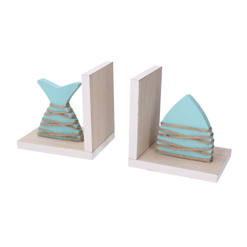 Reggilibri legno mare pesce azzurro cm 32x6h12/16