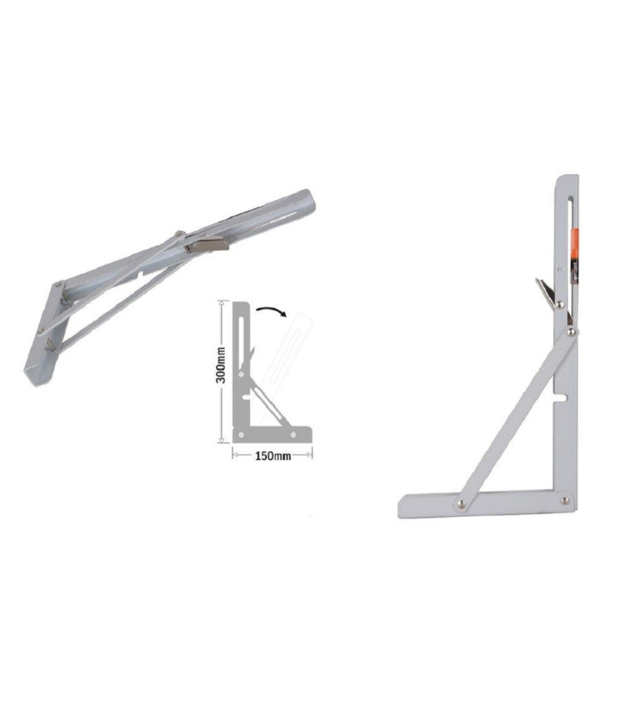 Reggimensola Supporto Staffa Metallo Pieghevole Regolabile 30x15cm Bianco 91289         