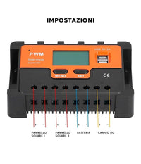 Regolatore Carica Solare Pwm Q-kz030 Antishock 12v Scarica 30a Con Display Lcd         