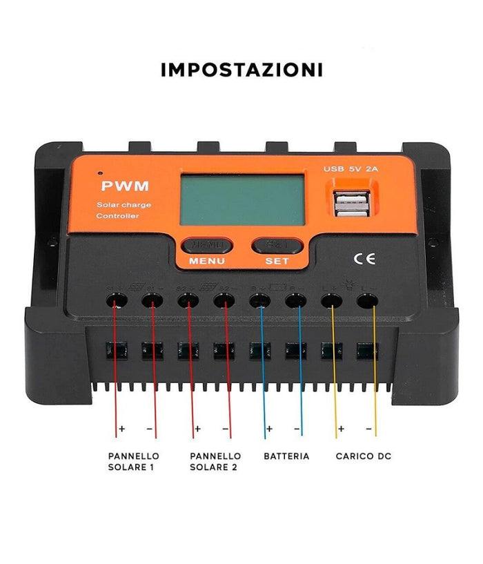 Regolatore Carica Solare Pwm Q-kz030 Antishock 12v Scarica 30a Con Display Lcd         