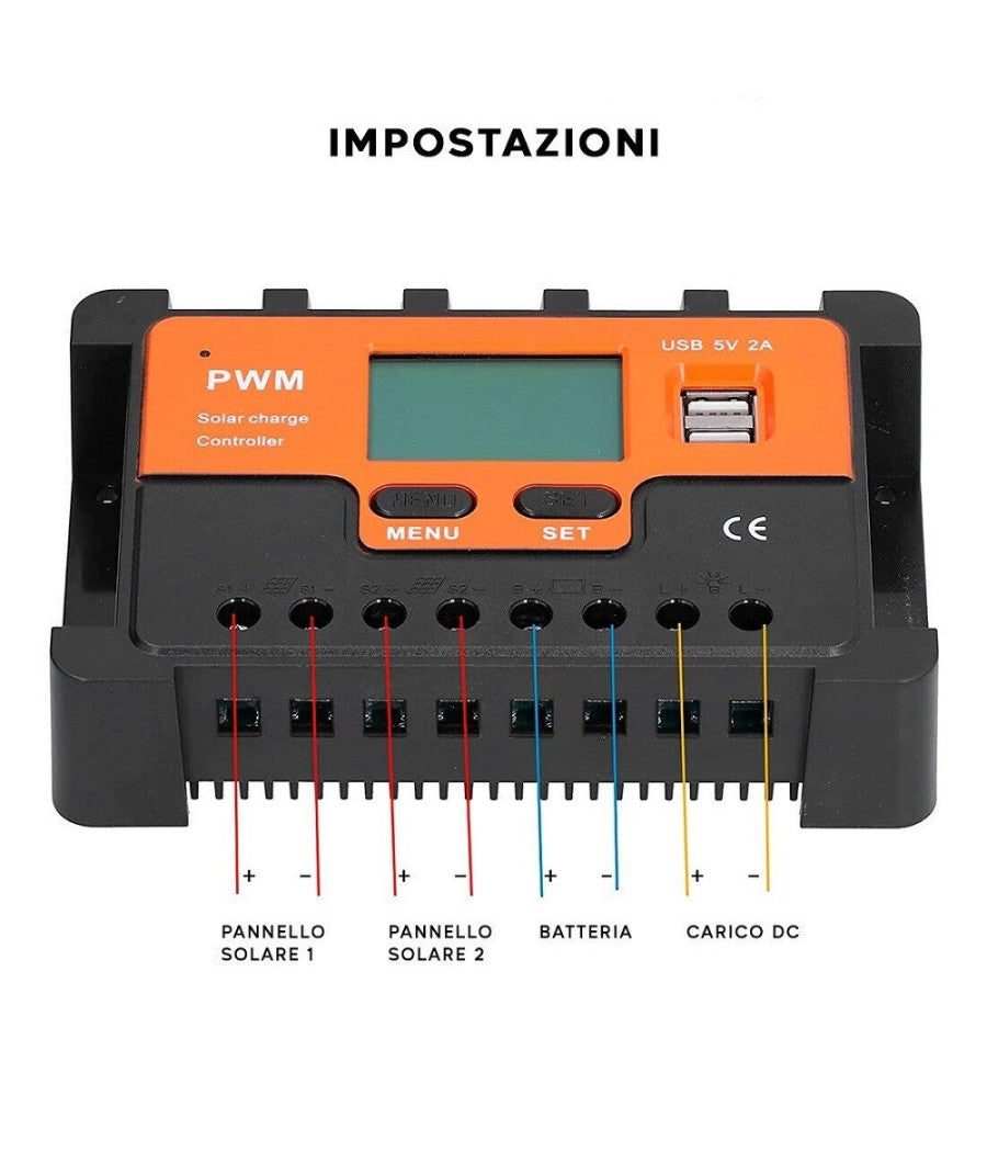 Regolatore Carica Solare Pwm Q-kz030 Antishock 12v Scarica 30a Con Display Lcd         