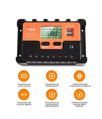 Regolatore Carica Solare Pwm Q-kz030 Antishock 12v Scarica 30a Con Display Lcd         