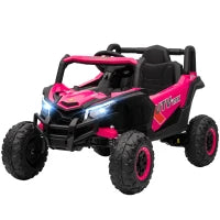 Auto Elettrica per Bambini UTV 12V con 2 Motori Telecomando 2,4G Velocità fino a 7 km/h Sistema di Sospensione Rosa