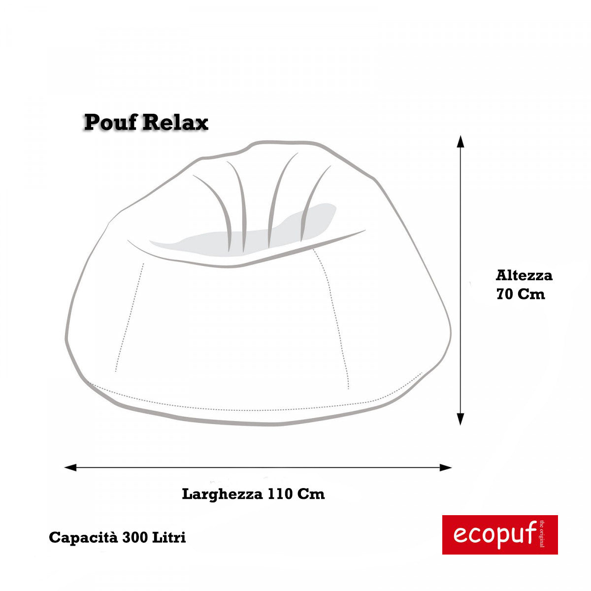 Relax Pouf a Sacco con imbottitura in tessuto Ecopelle Puff XXL