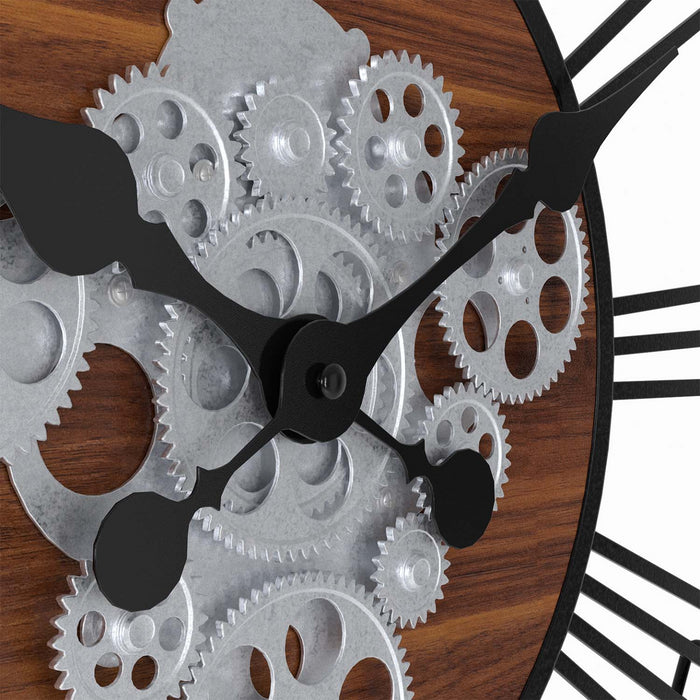 IDMarket - Reloj de pared de diseño industrial de 60 cm con engranajes
