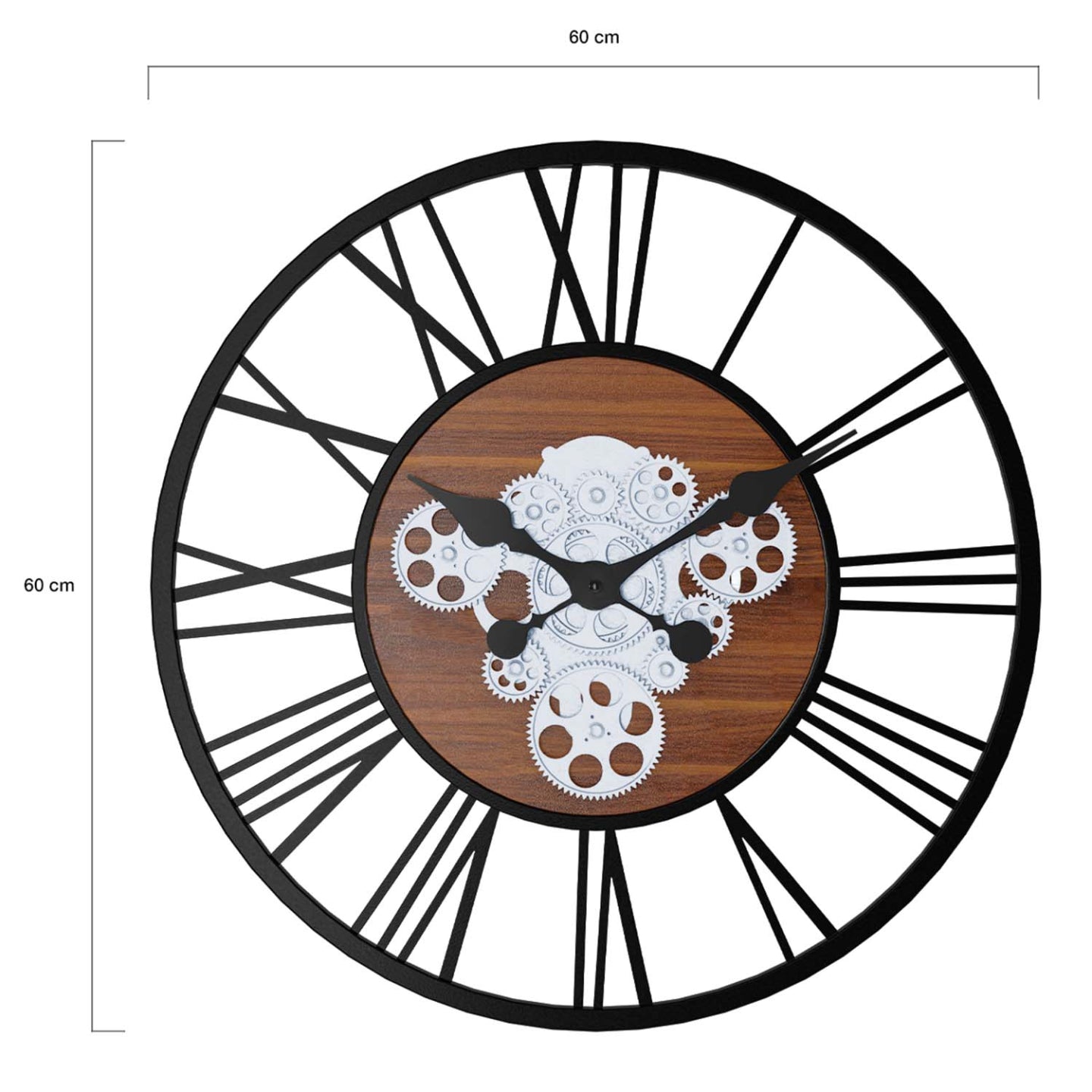 IDMarket - Reloj de pared de diseño industrial de 60 cm con engranajes