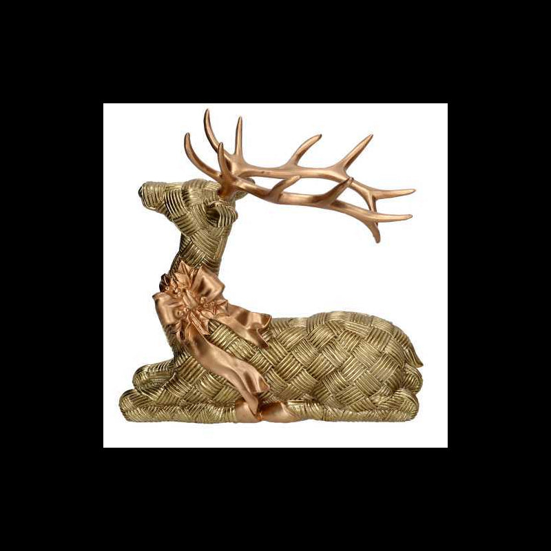 Renna resina seduta oro cm 24,8x12,5h24,6